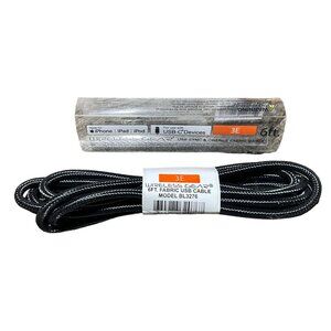 USB-2.0 Type C to Lightning 6' Black fabric for iPhone Apple iPad laptop 3E